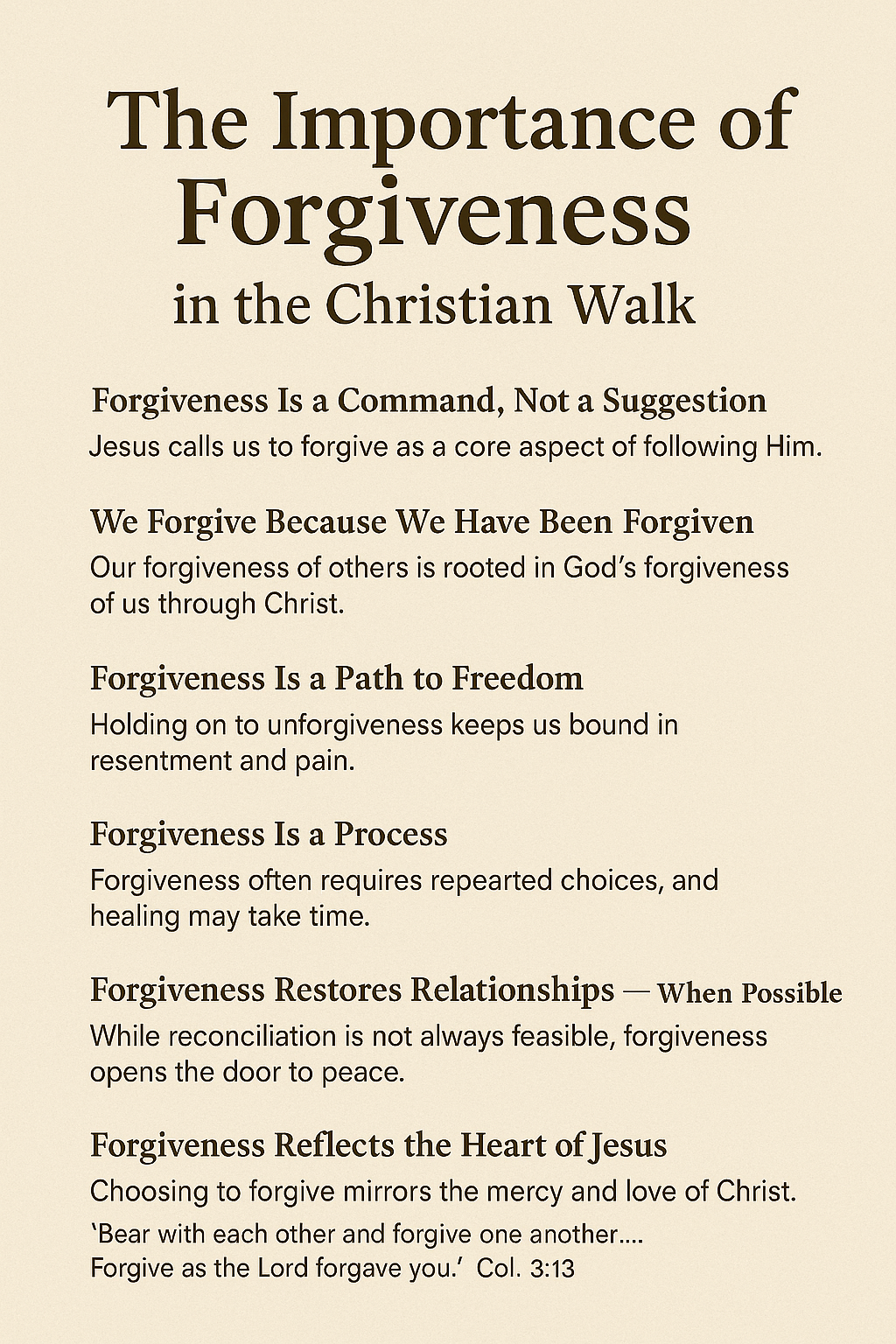 The Importance of Forgiveness in the Christian Walk